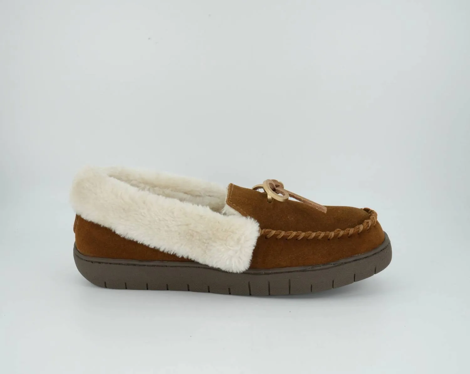 Women's Ivy Suede Moccasin Slipper In Brown