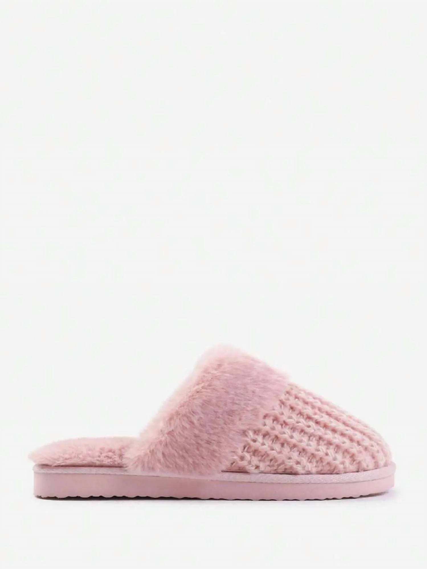 Women's Knitted Snug Faux Fur Slippers In Pink