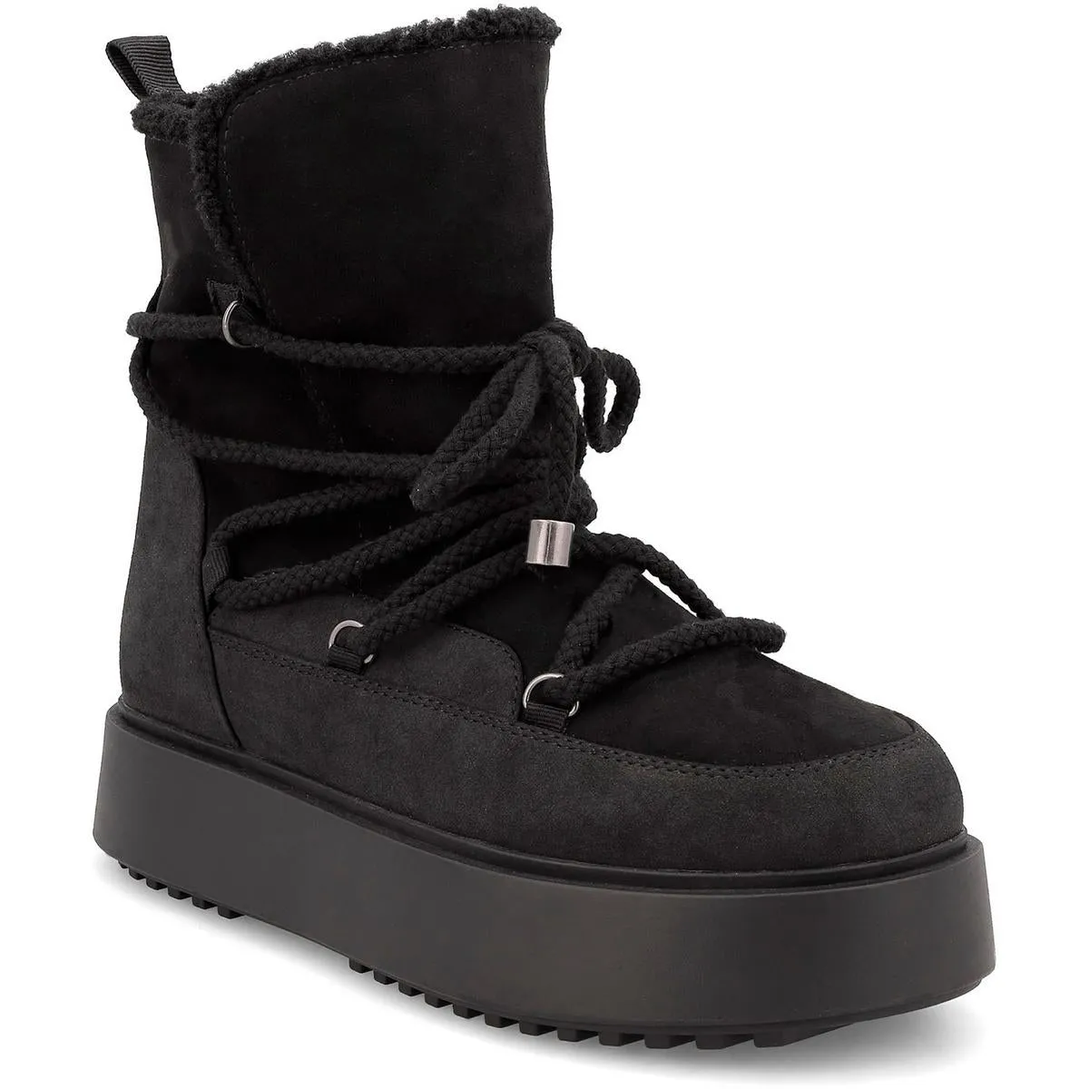 Womens Lace-Up Faux Suede Booties
