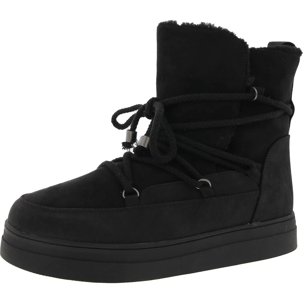 Womens Lace-Up Faux Suede Booties