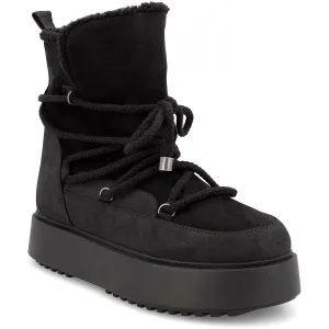 Womens Lace-Up Faux Suede Booties