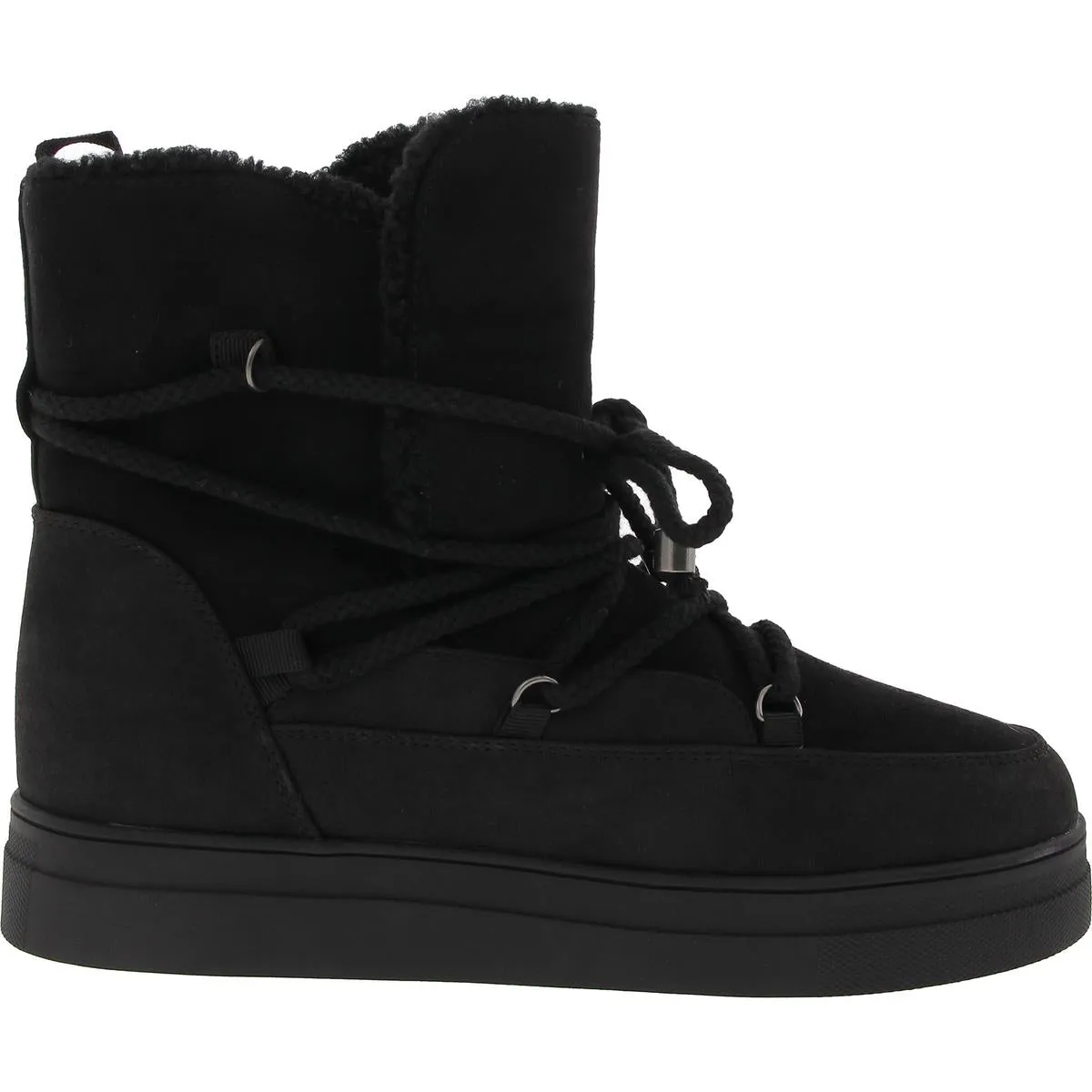 Womens Lace-Up Faux Suede Booties