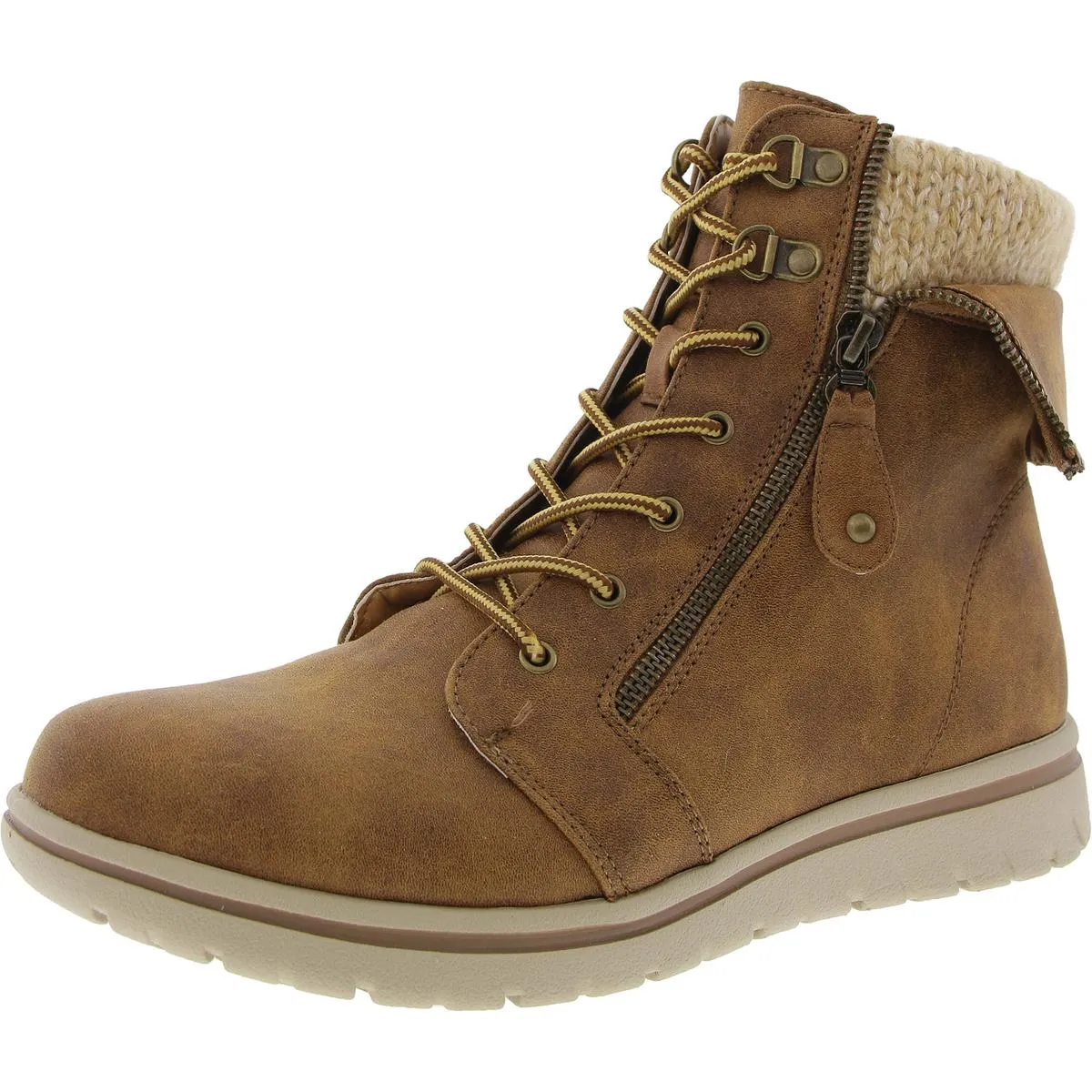 Womens Lace Up Mixed Media Winter & Snow Boots
