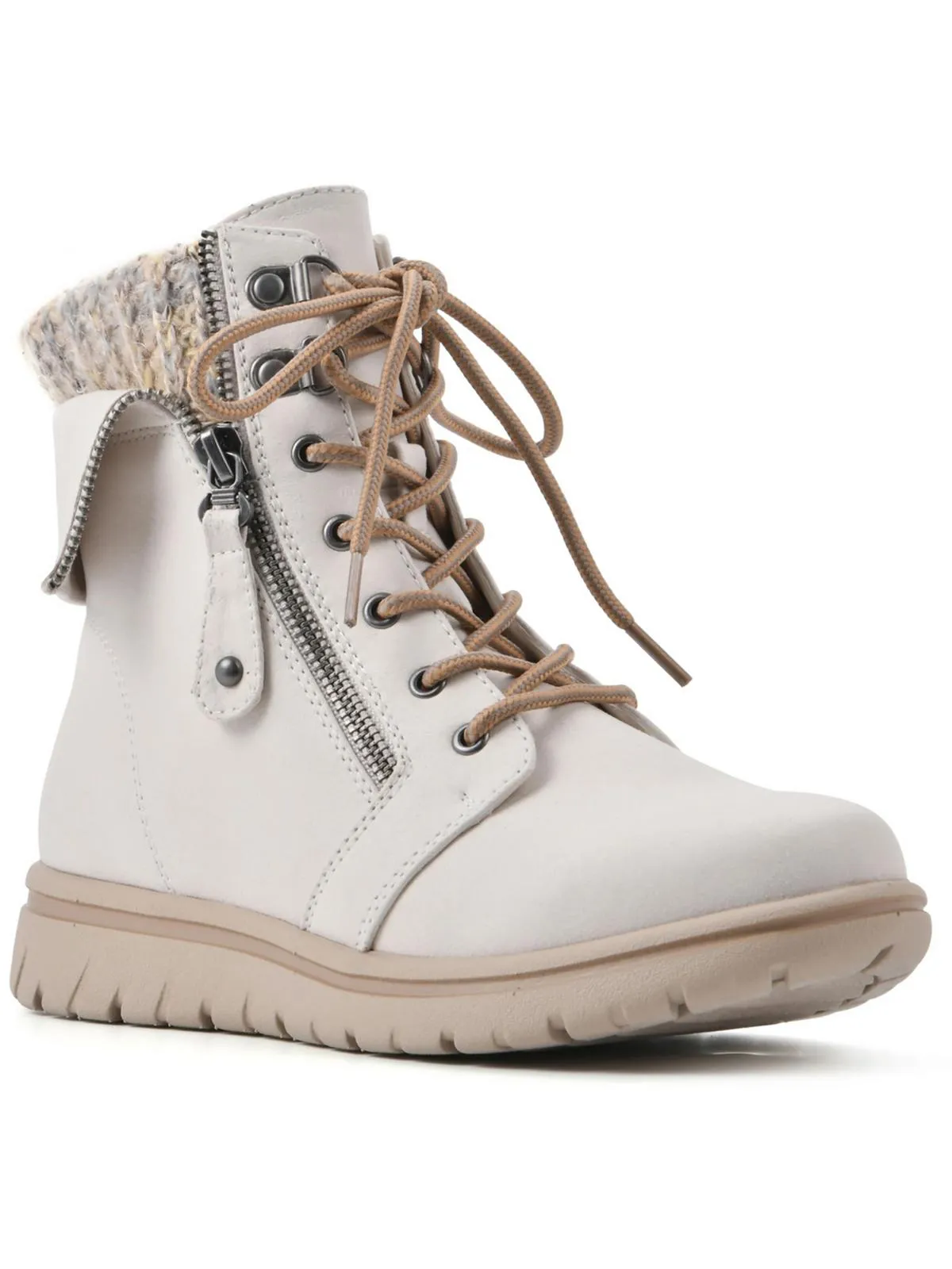 Womens Lace Up Mixed Media Winter & Snow Boots