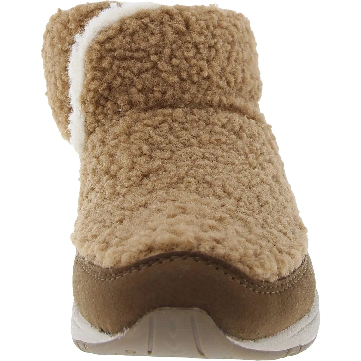 Womens Leather Trim Faux Fur Ankle Boots