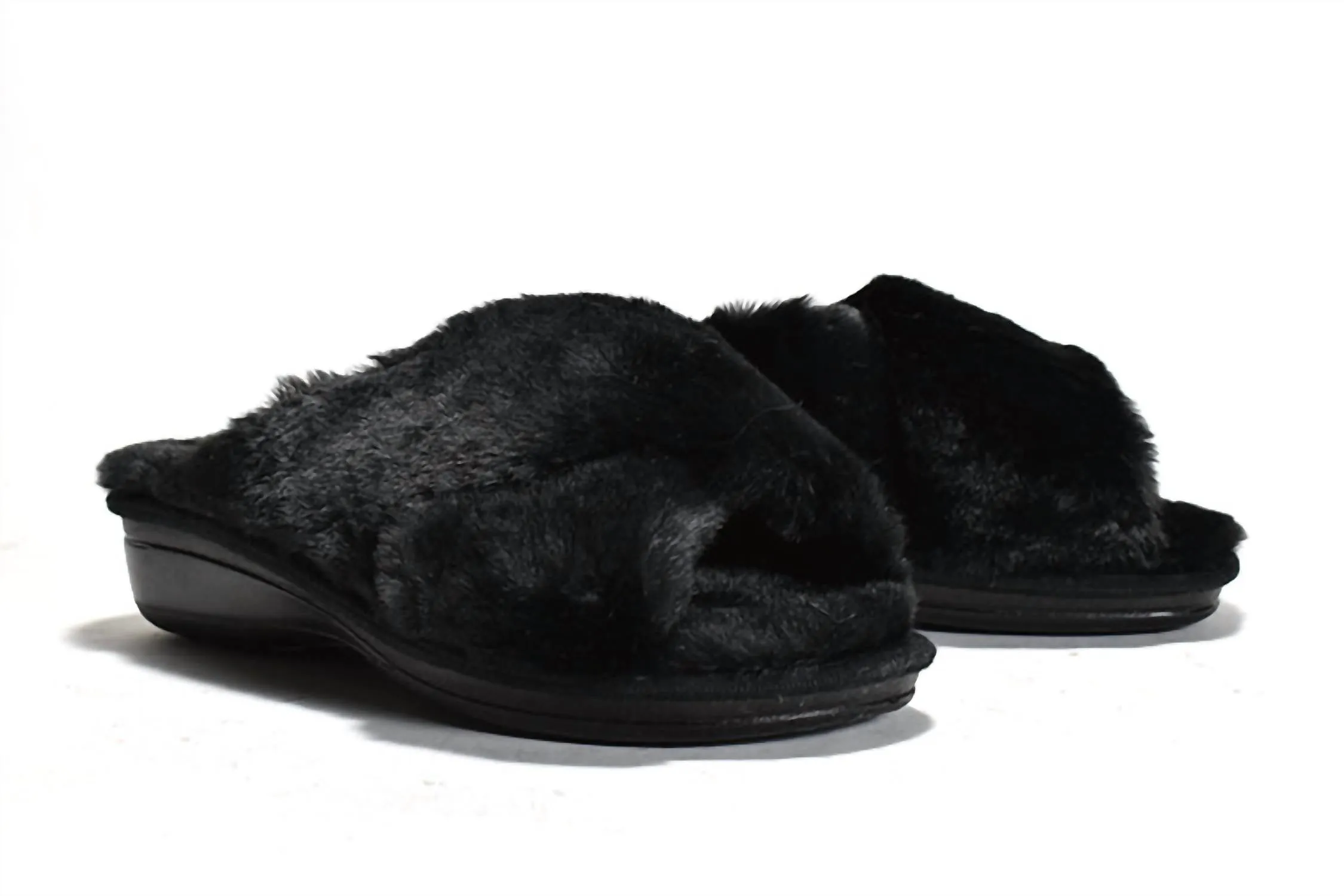 Women's Mary Criss-Cross Peep-Toe Slipper In Black