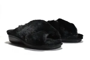 Women's Mary Criss-Cross Peep-Toe Slipper In Black