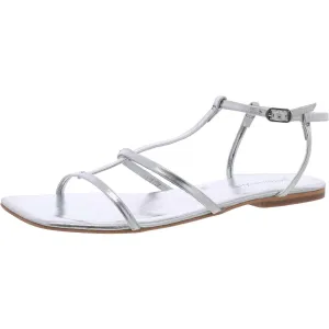 Womens Metallic Leather Strappy Sandals