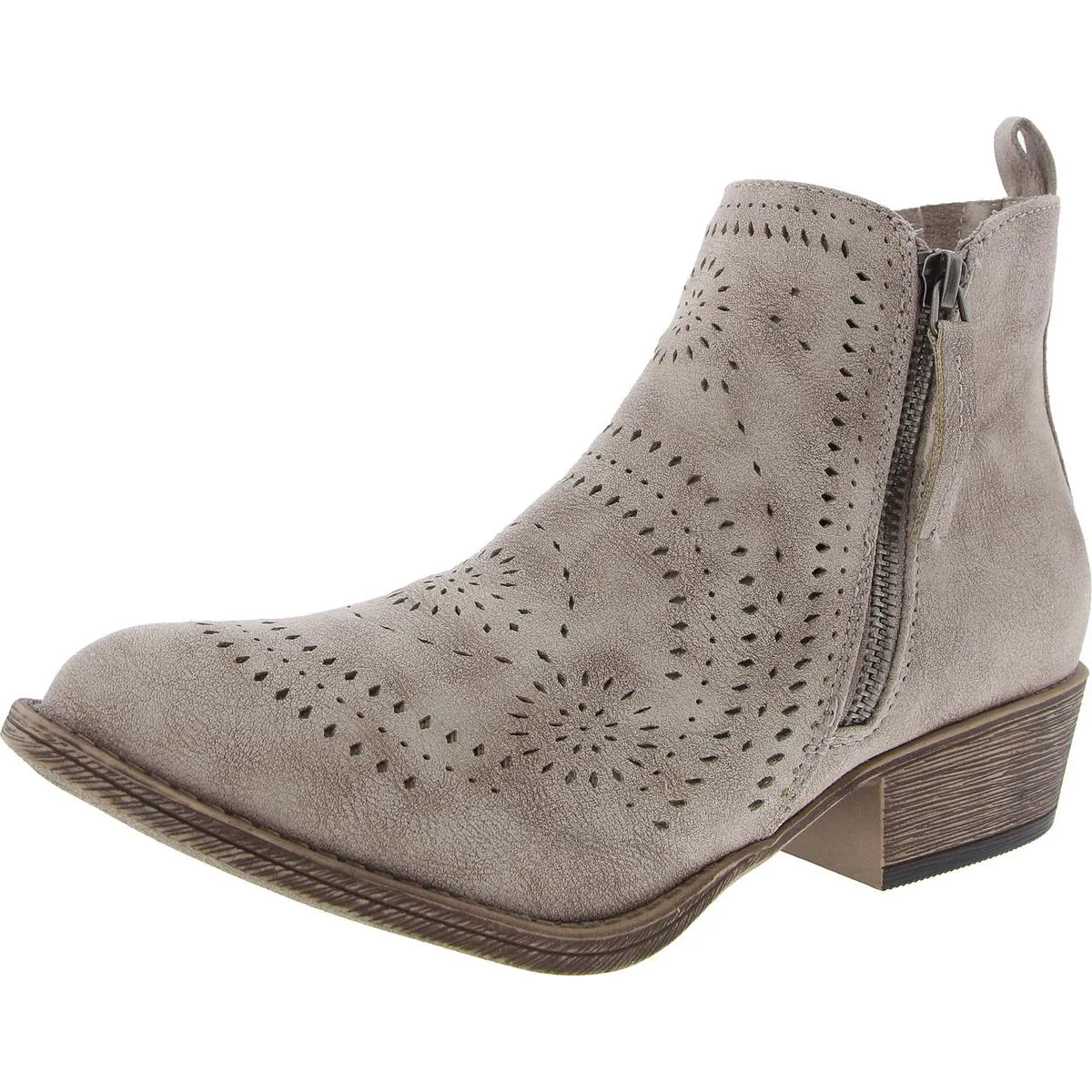 Womens Perforated Man Made Ankle Boots