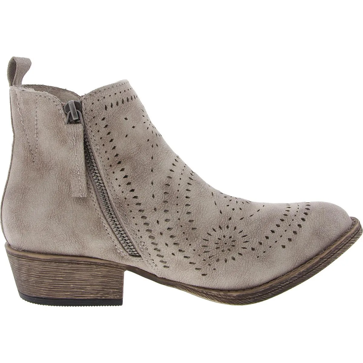 Womens Perforated Man Made Ankle Boots