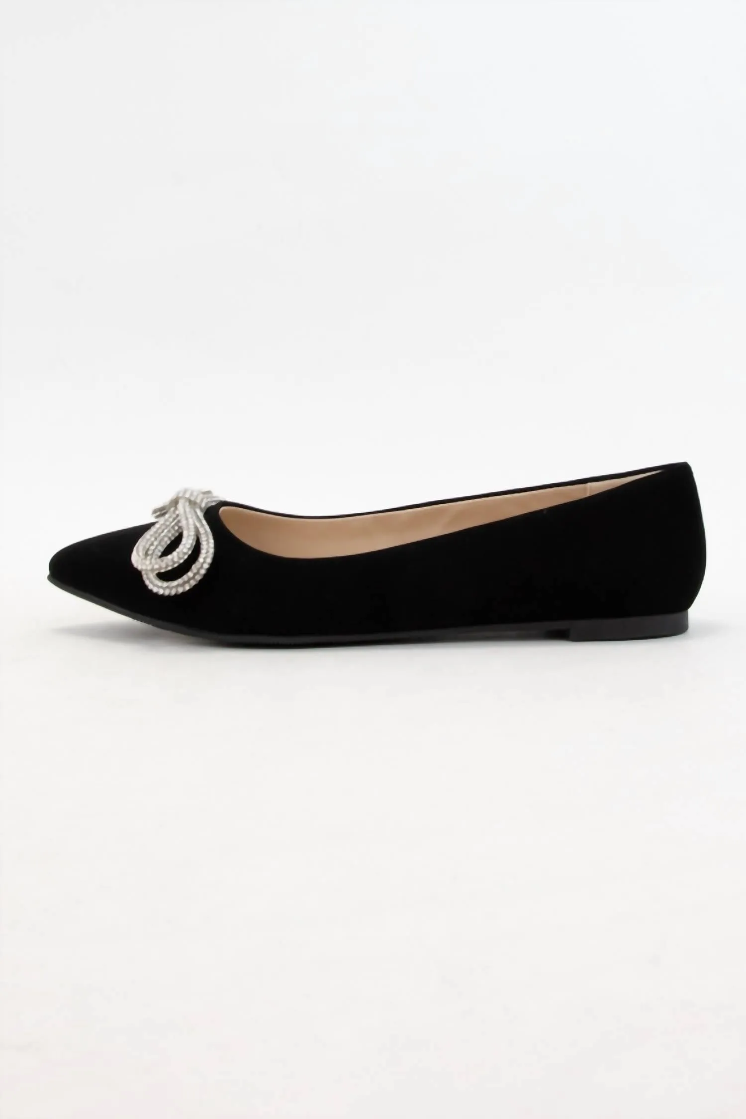 Women's Rhinestone Bow Flats In Black