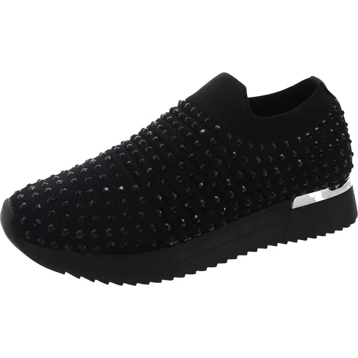 Womens Rhinestone Man Made Slip-On Sneakers