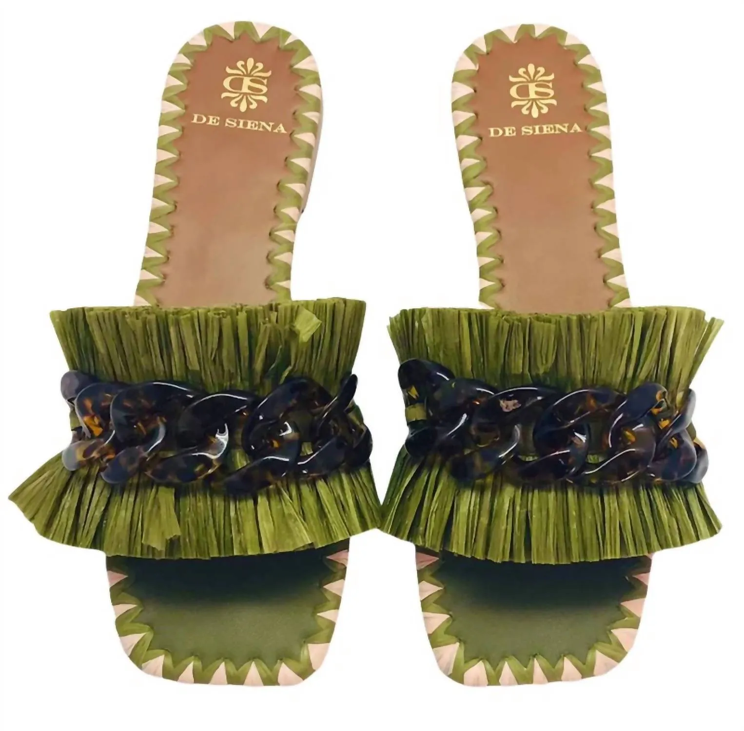 Women's Sabaudia Raffia Flat Sandals In Green