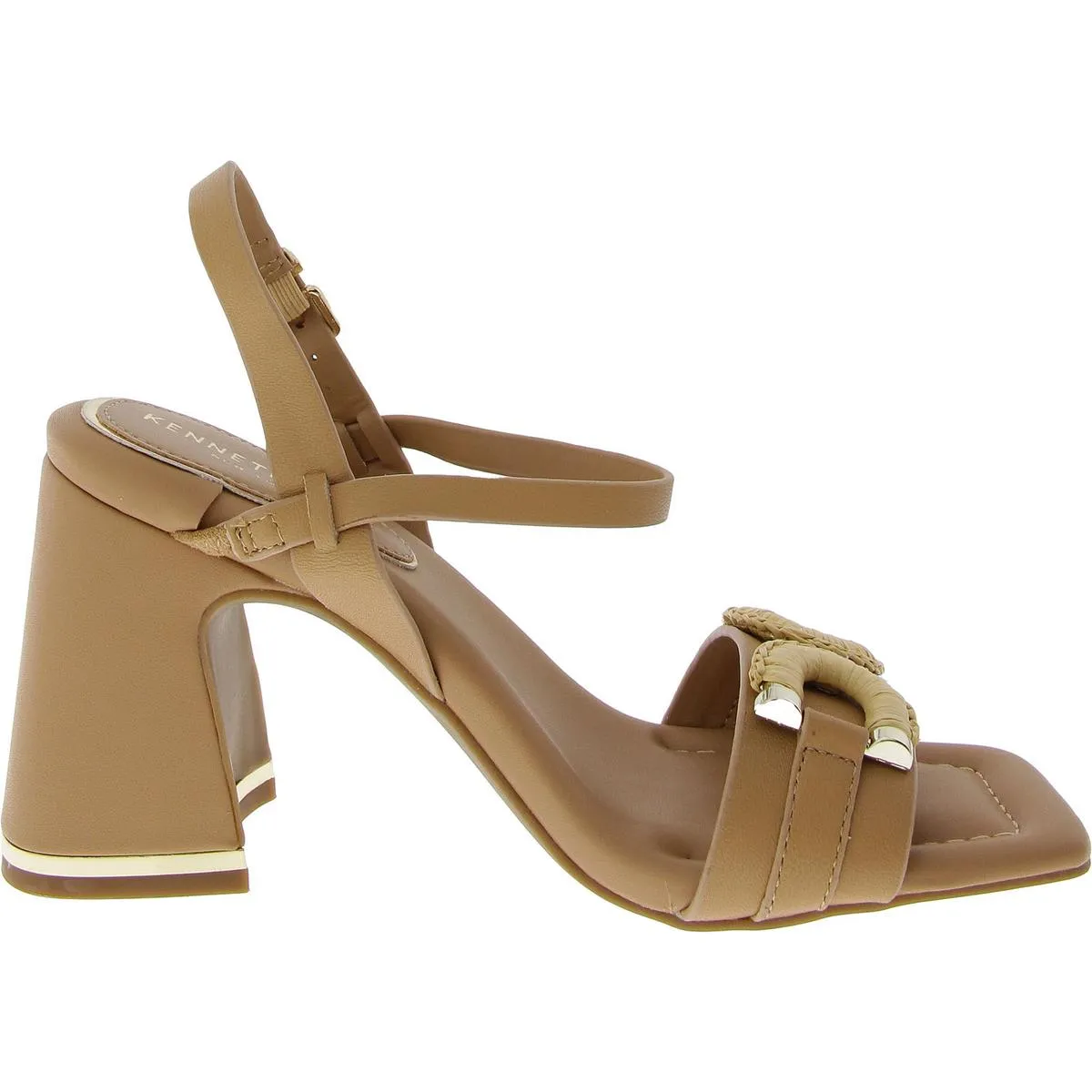 Womens Slip On Block Heel Ankle Strap