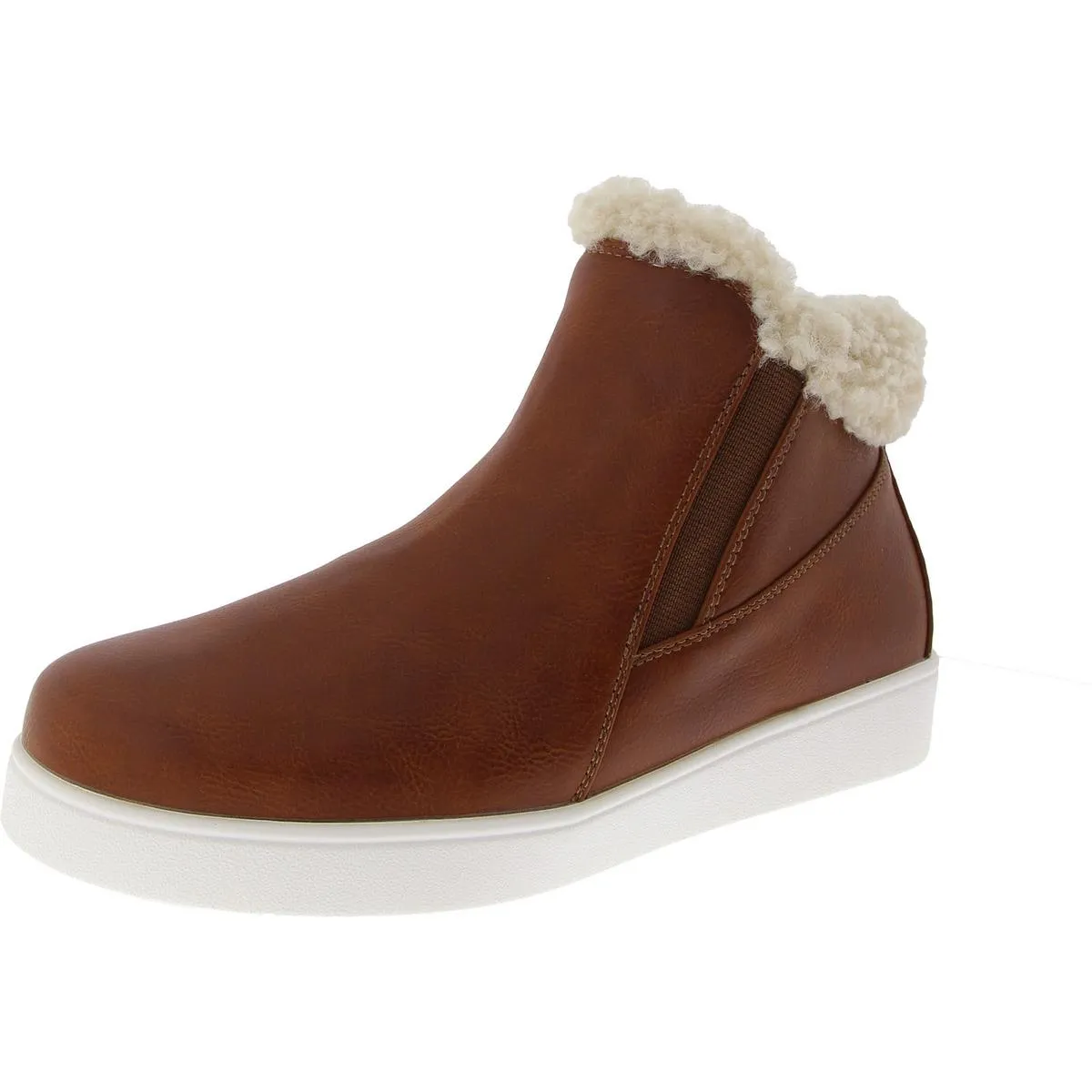 Womens Slip On Round Toe Ankle Boots