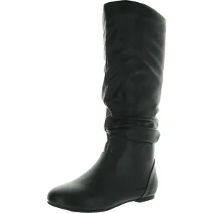 Womens Slouchy Faux Leather Knee-High Boots