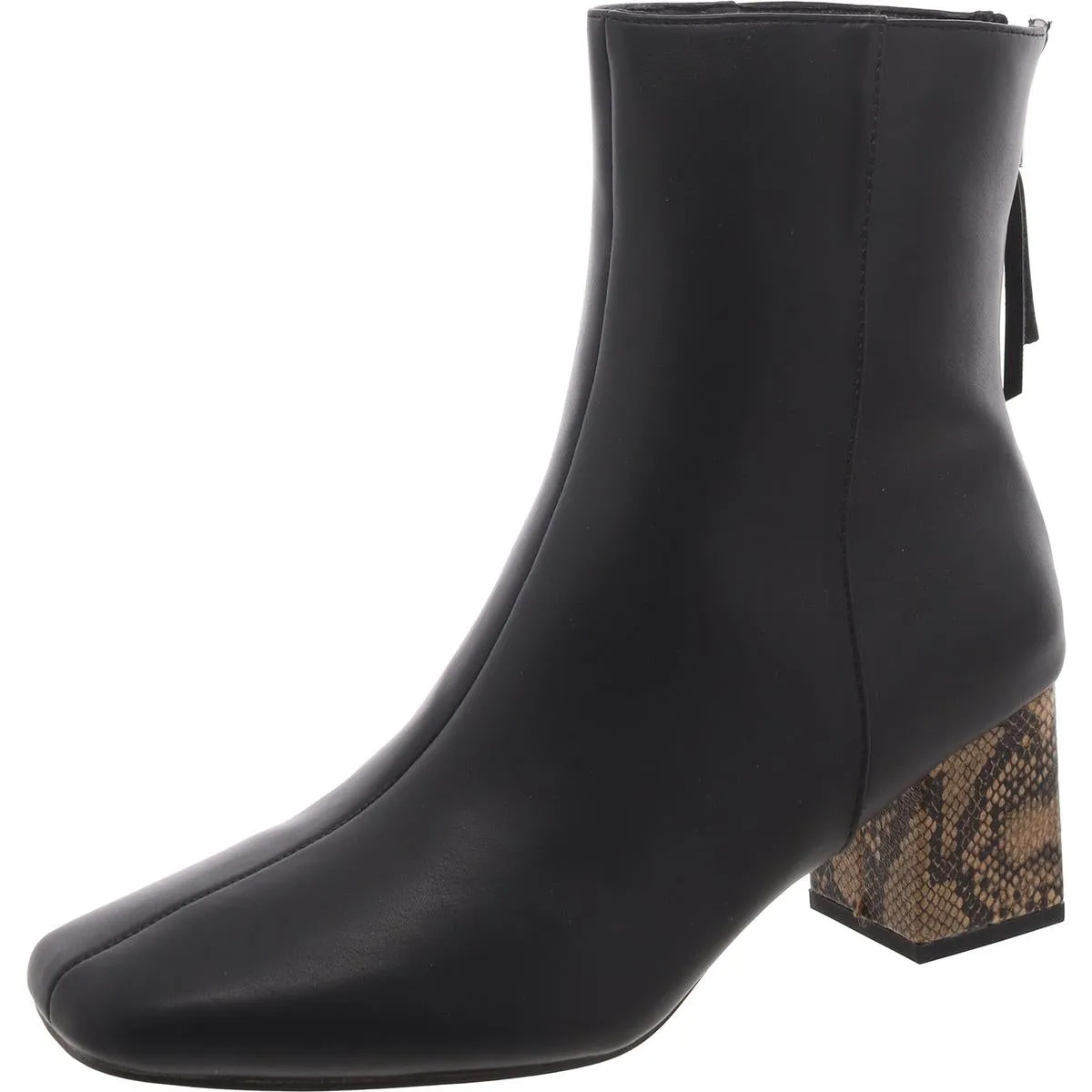 Womens Square Toe Zip UP Mid-Calf Boots