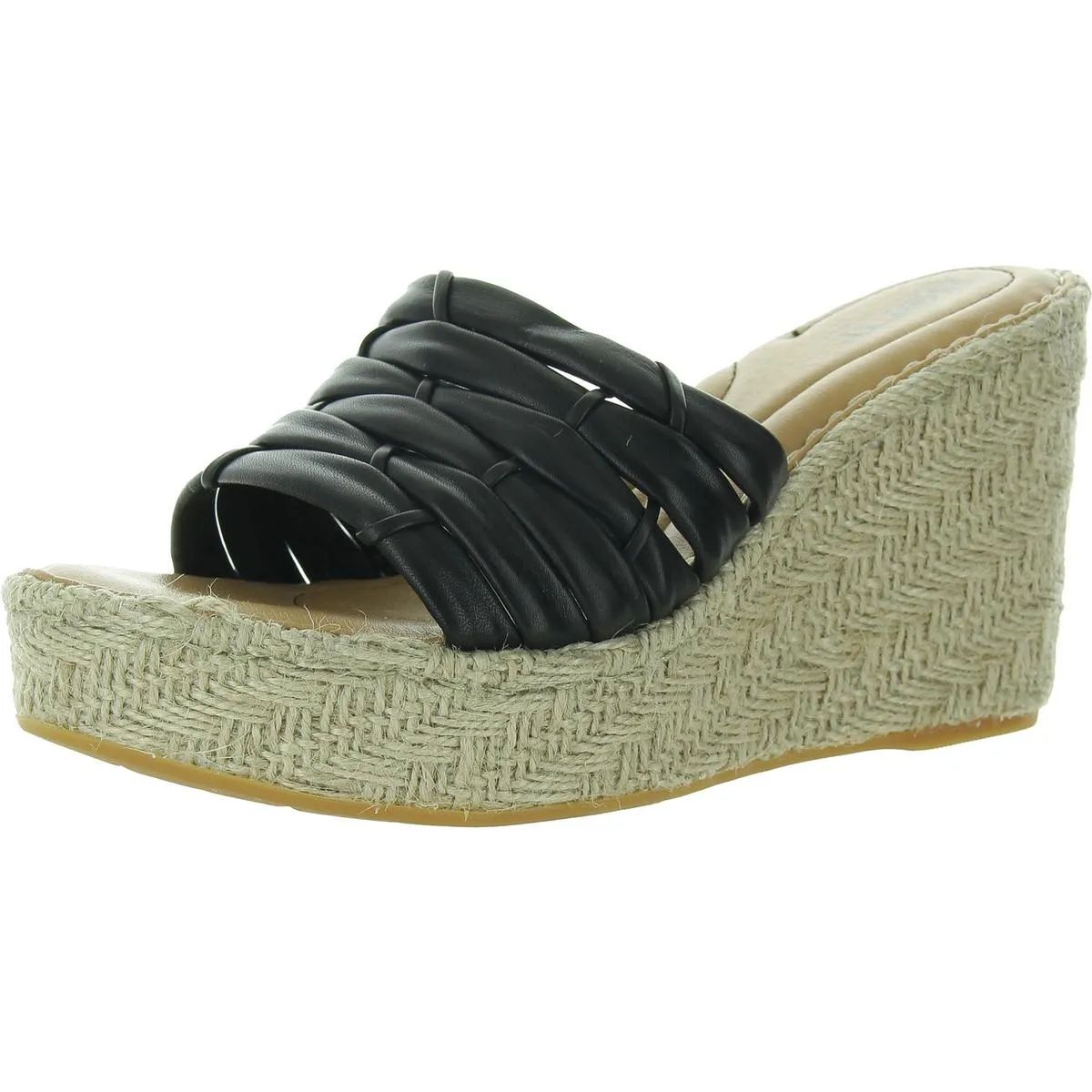 Womens Strappy Leather Wedge Sandals