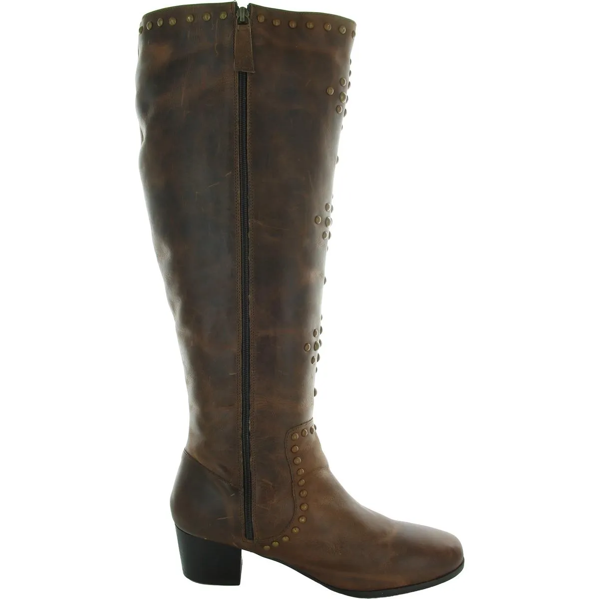 Womens Studded Leather Knee-High Boots
