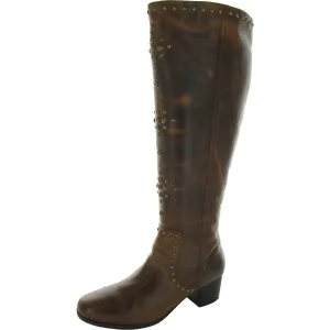 Womens Studded Leather Knee-High Boots