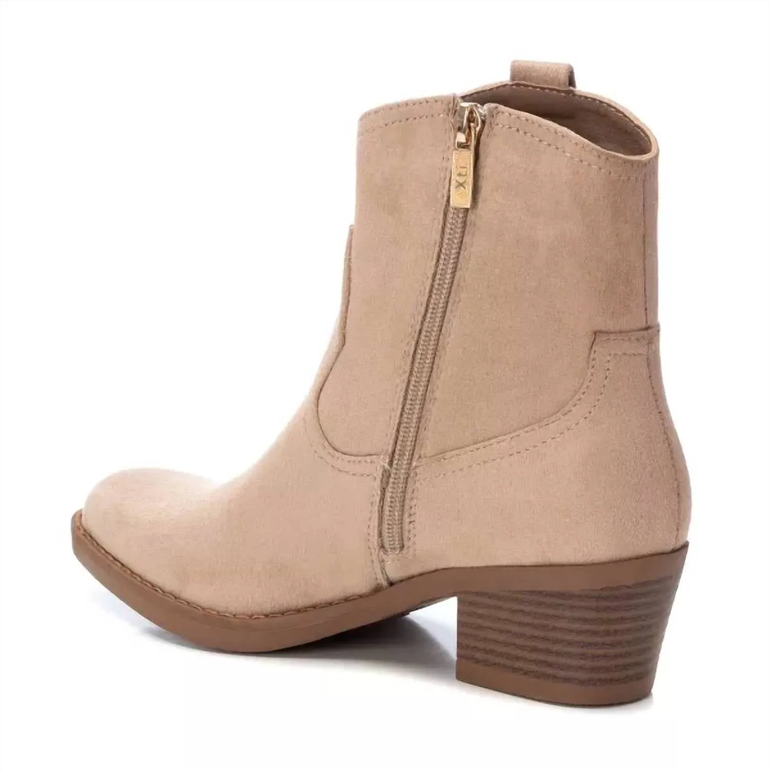 Women's Suede Italian Western Boots In Beige/khaki
