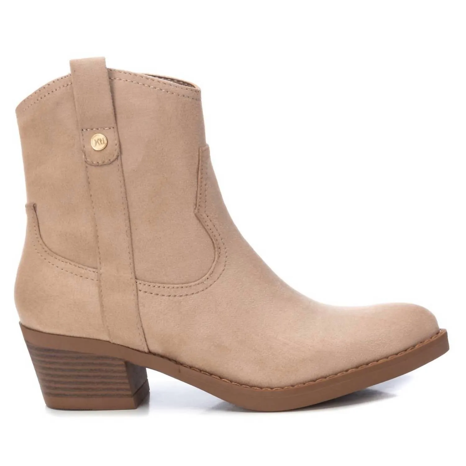 Women's Suede Italian Western Boots In Beige/khaki