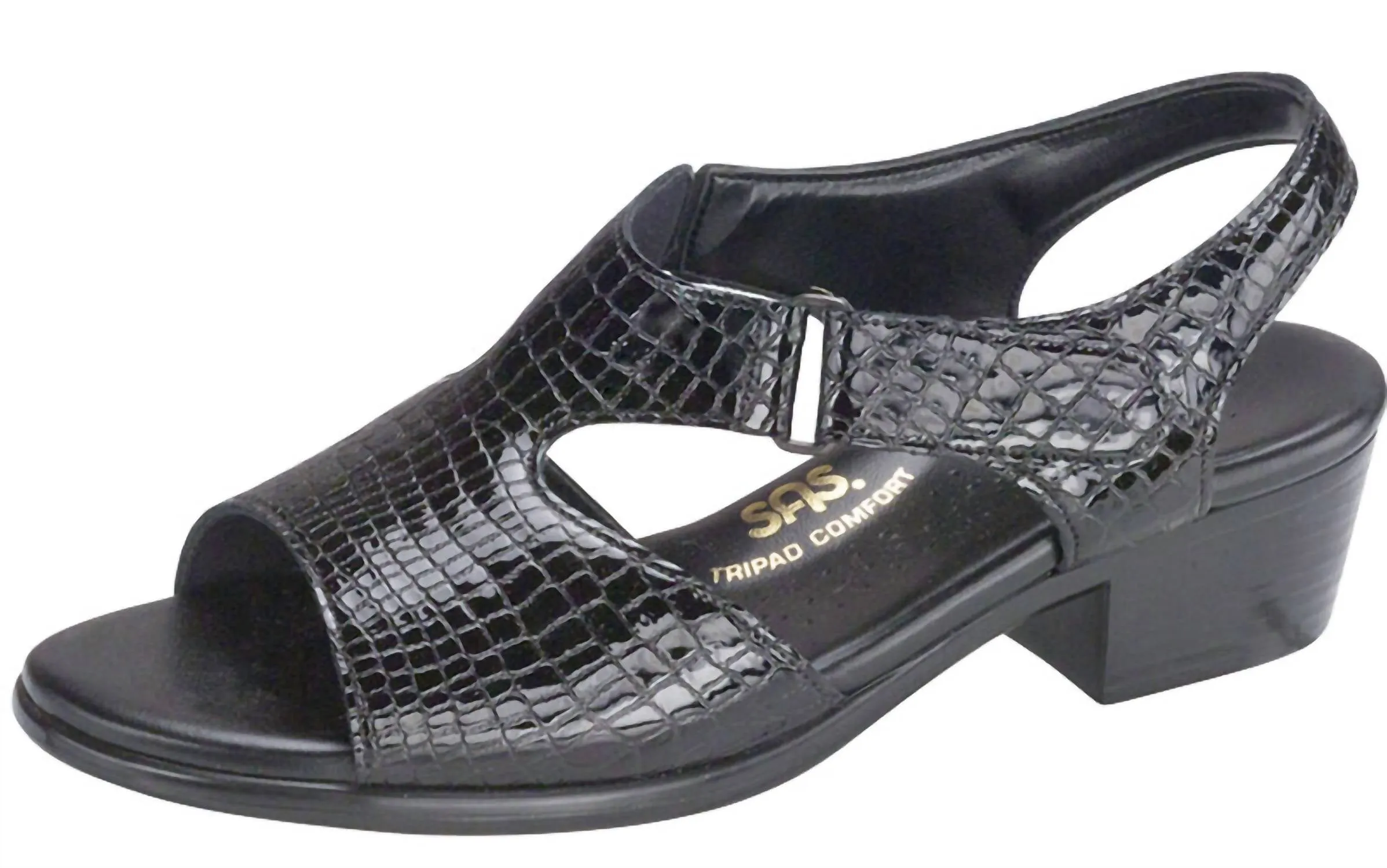 Women's Suntimer Heeled Sandal Medium In Black Croc