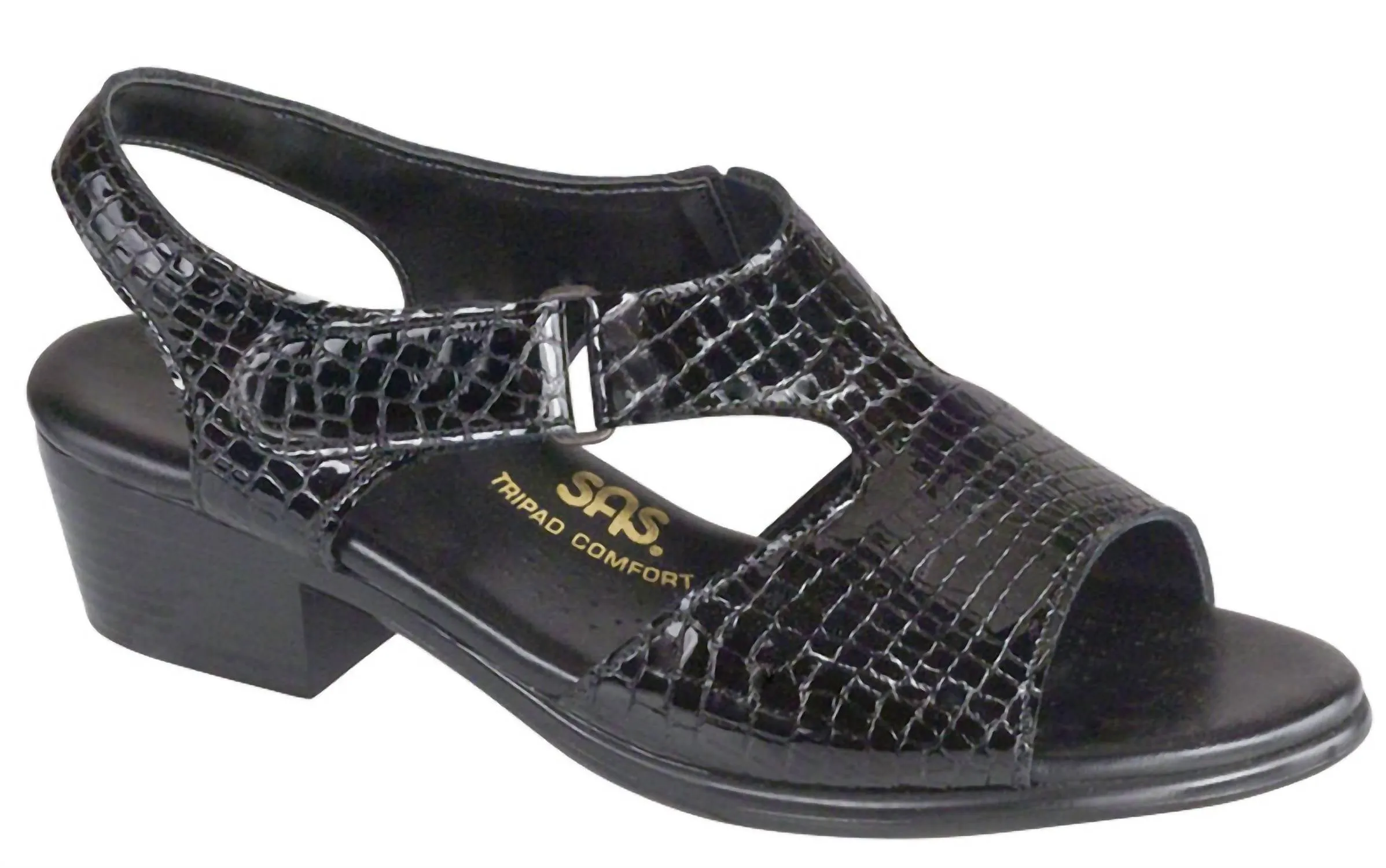 Women's Suntimer Heeled Sandal Medium In Black Croc