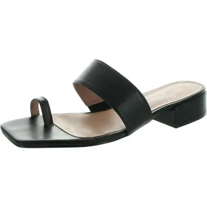 Womens Toe Loop Leather Slide Sandals