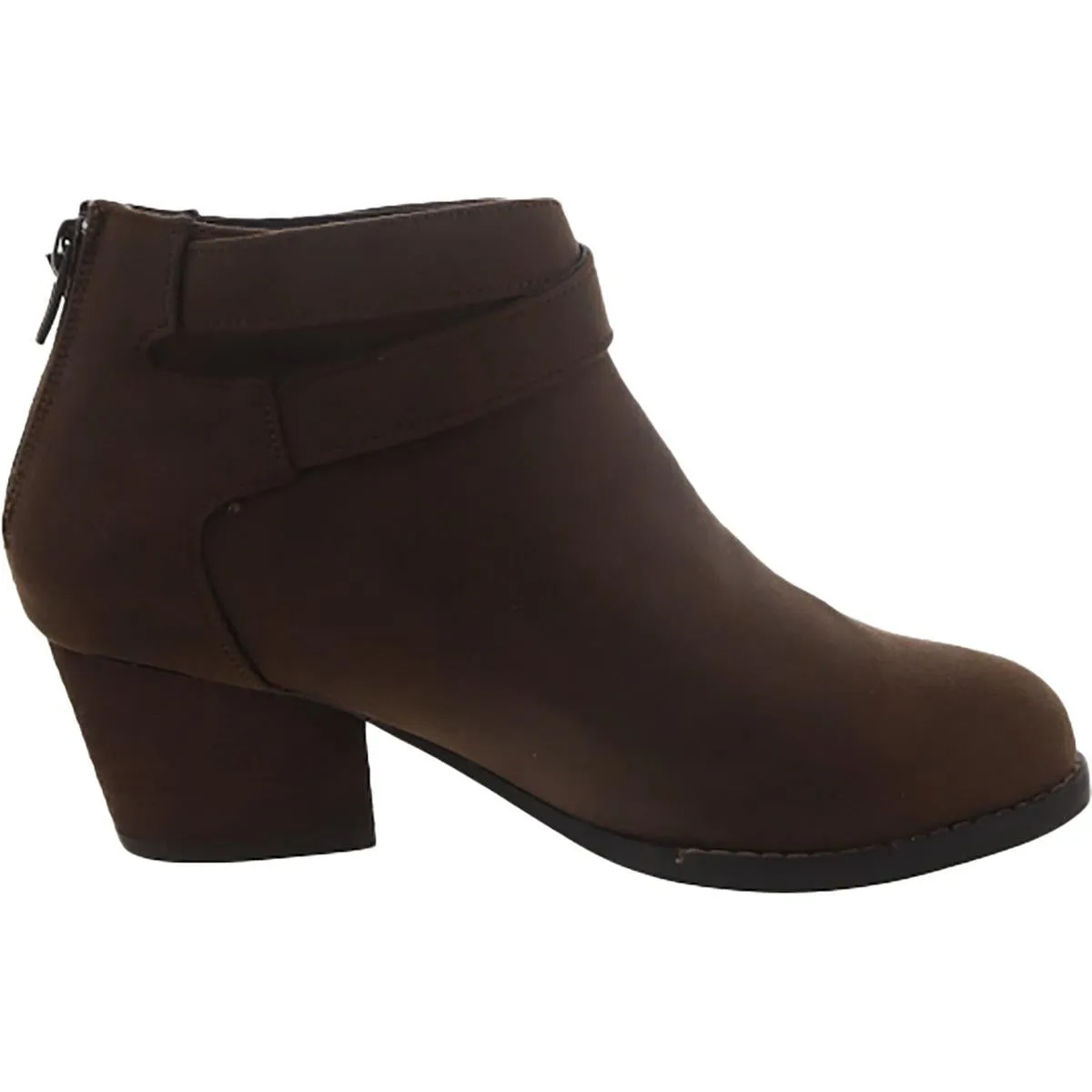 Womens Zipper Block Heel Ankle Boots
