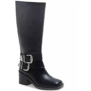 Womens Zipper Faux Leather Motorcycle Boots