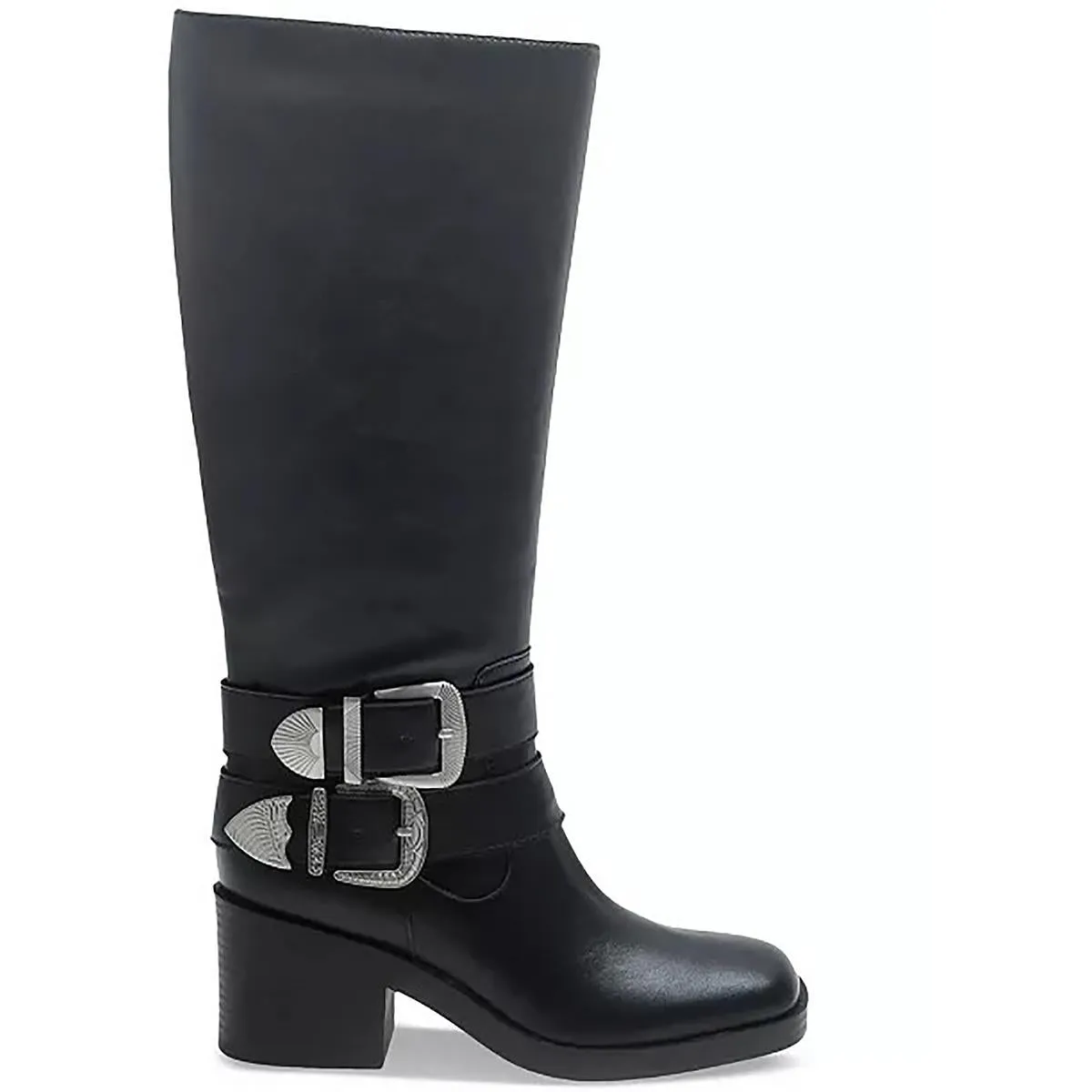 Womens Zipper Faux Leather Motorcycle Boots