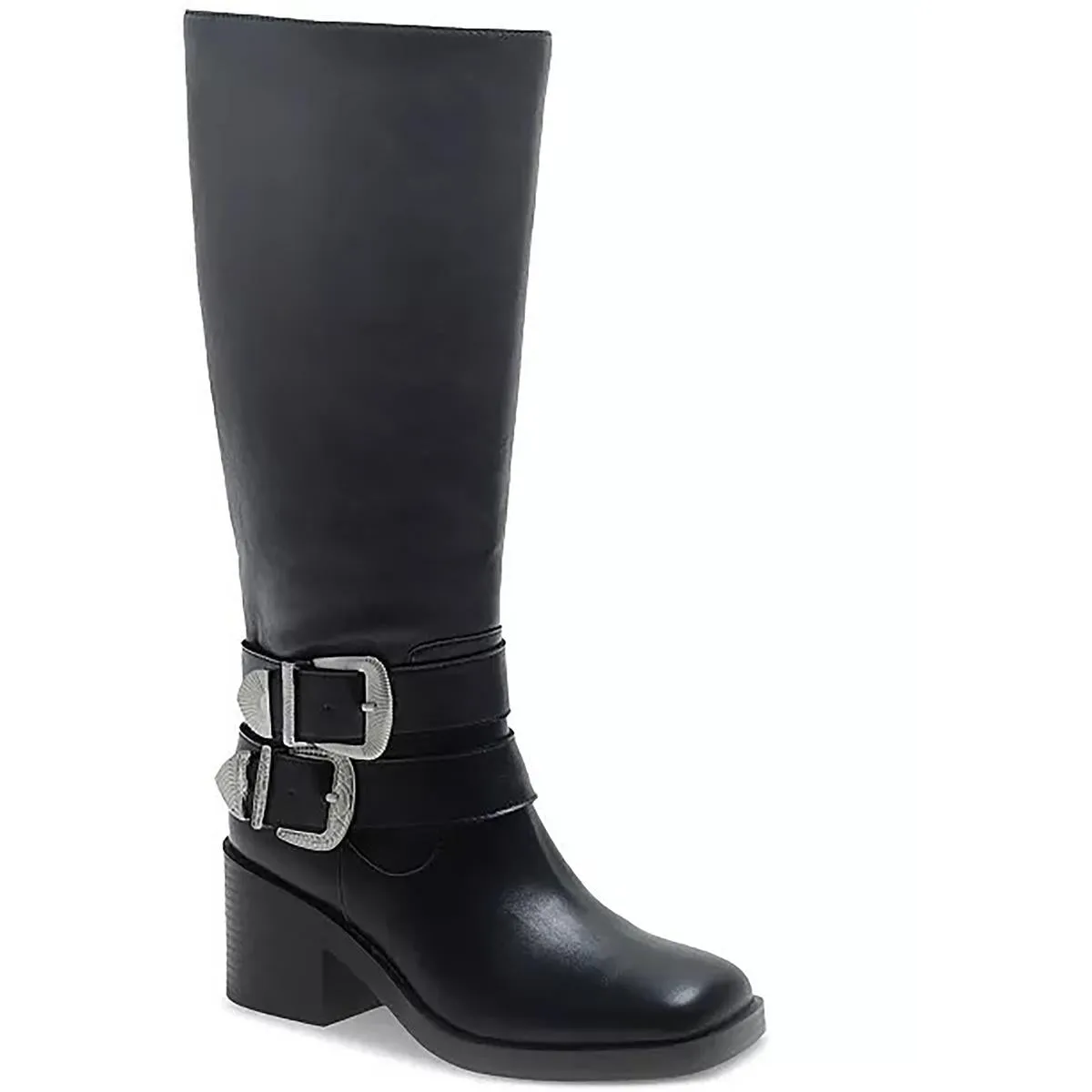 Womens Zipper Faux Leather Motorcycle Boots