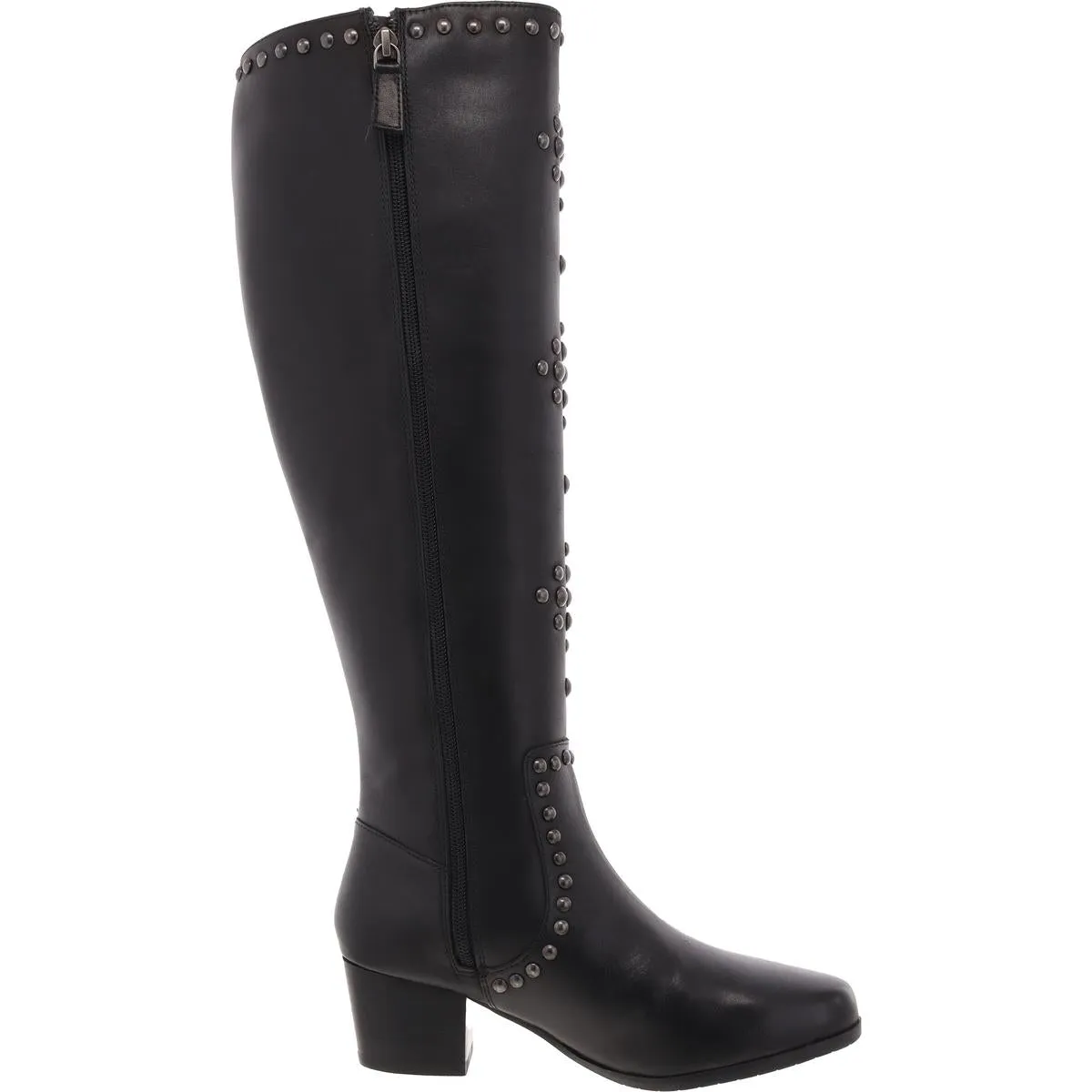 Womens Zipper Leather Knee-High Boots