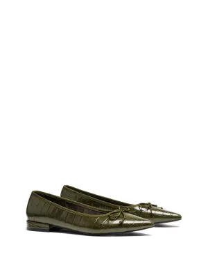 Yazmina Pointed Flat Khaki Croc