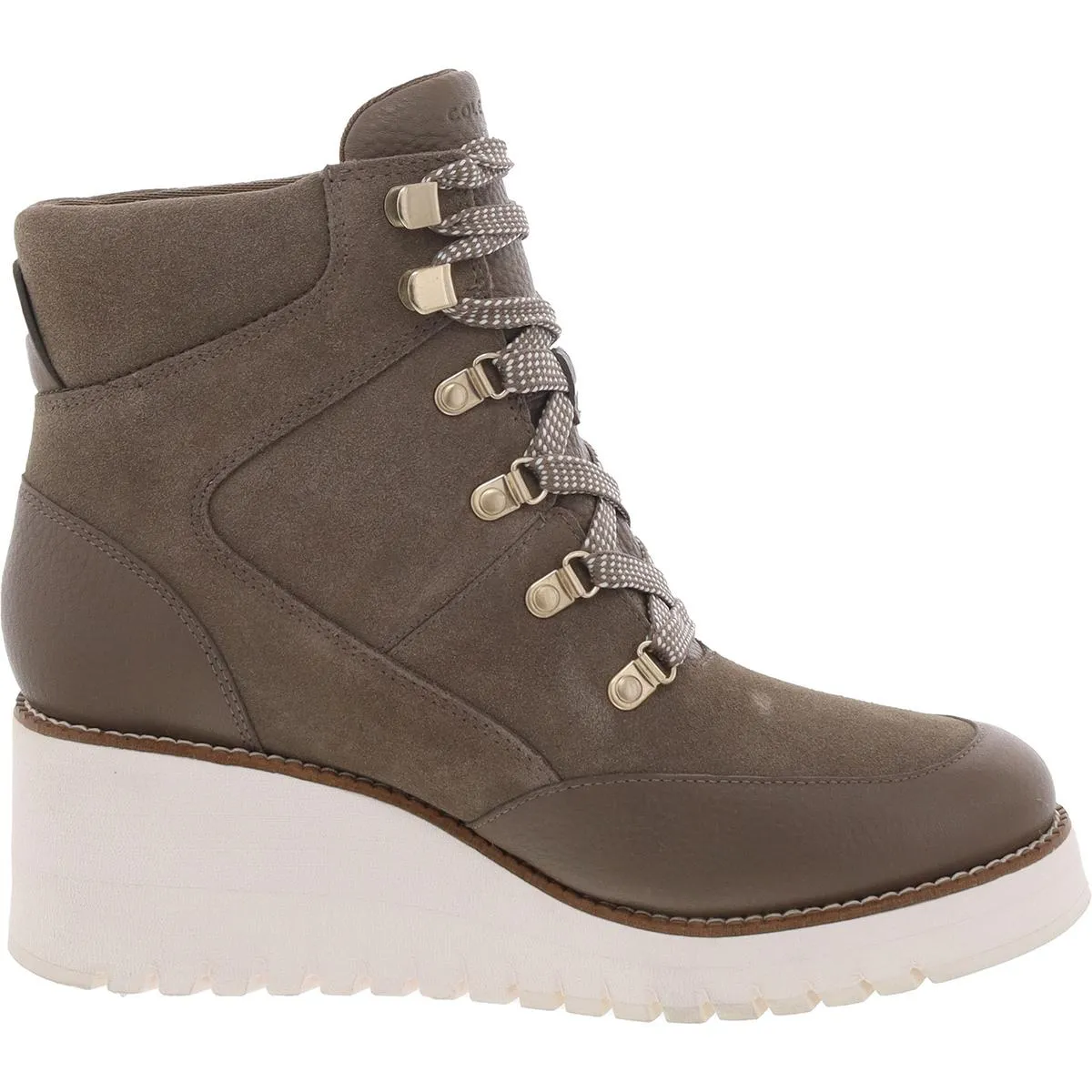 Zerogrand City Wedge H Womens Lace-Up Faux Leather Combat & Lace-Up Boots