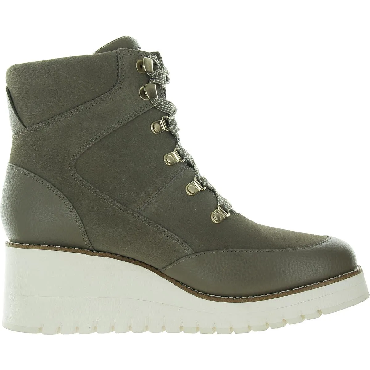 Zerogrand City Wedge H Womens Lace-Up Faux Leather Combat & Lace-Up Boots